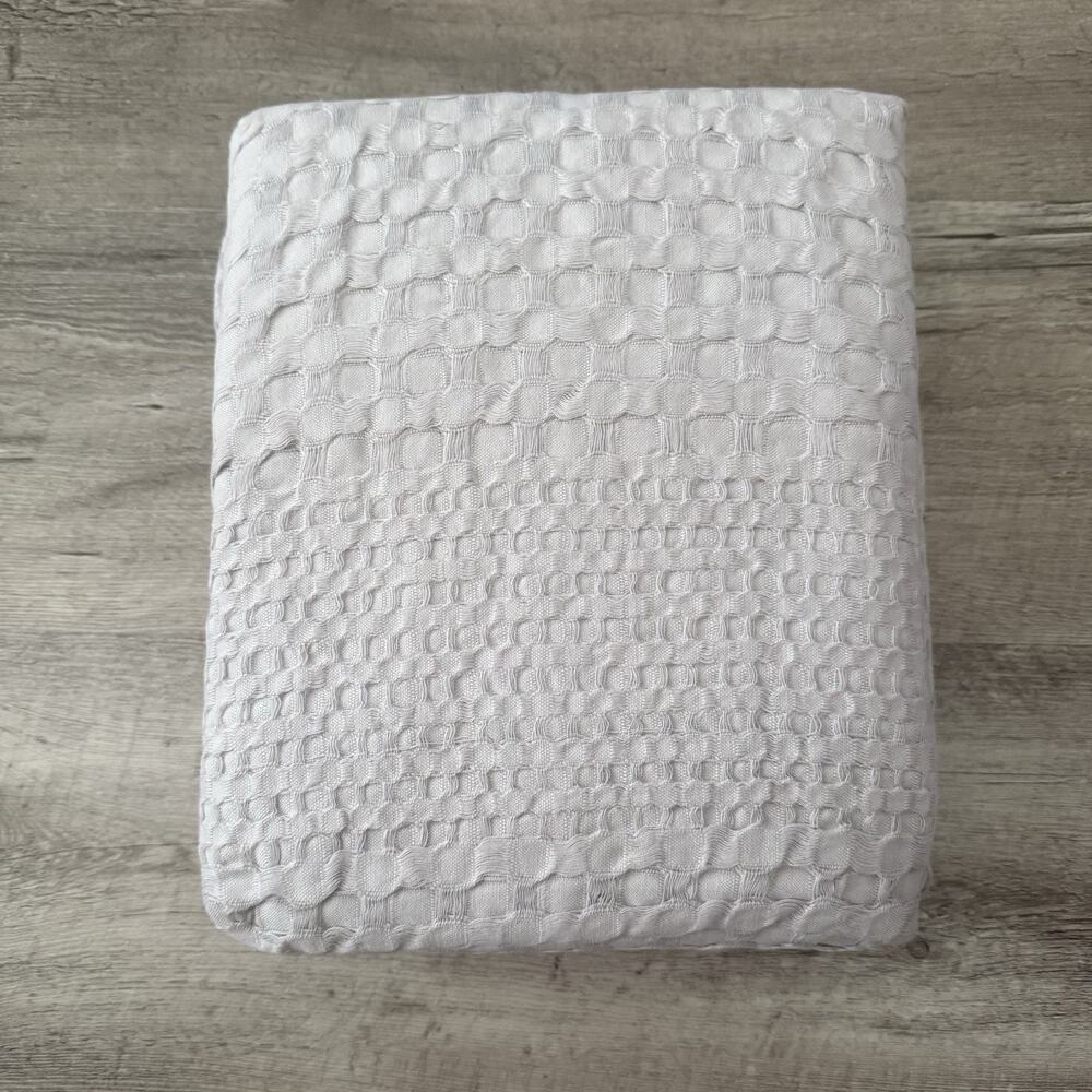 Madison Park Shower Curtain Gray Waffle Textured Cotton Fabric 72x72 NEW - Picture 2 of 5